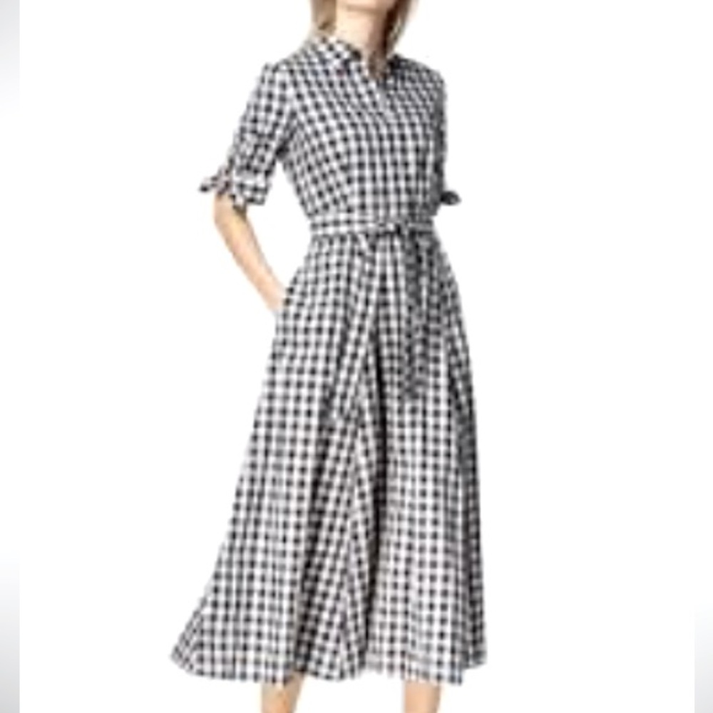 Calvin Klein Black and White Notched Collar Sundress